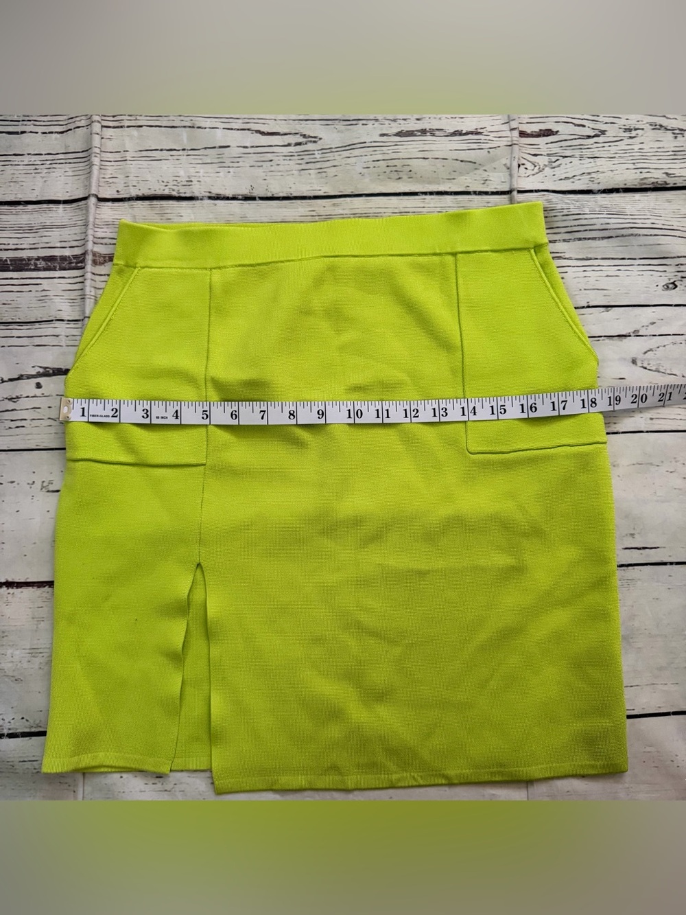 Hanifa Neon Lime Mini Skirt with Front Pockets - Picture 4 of 6